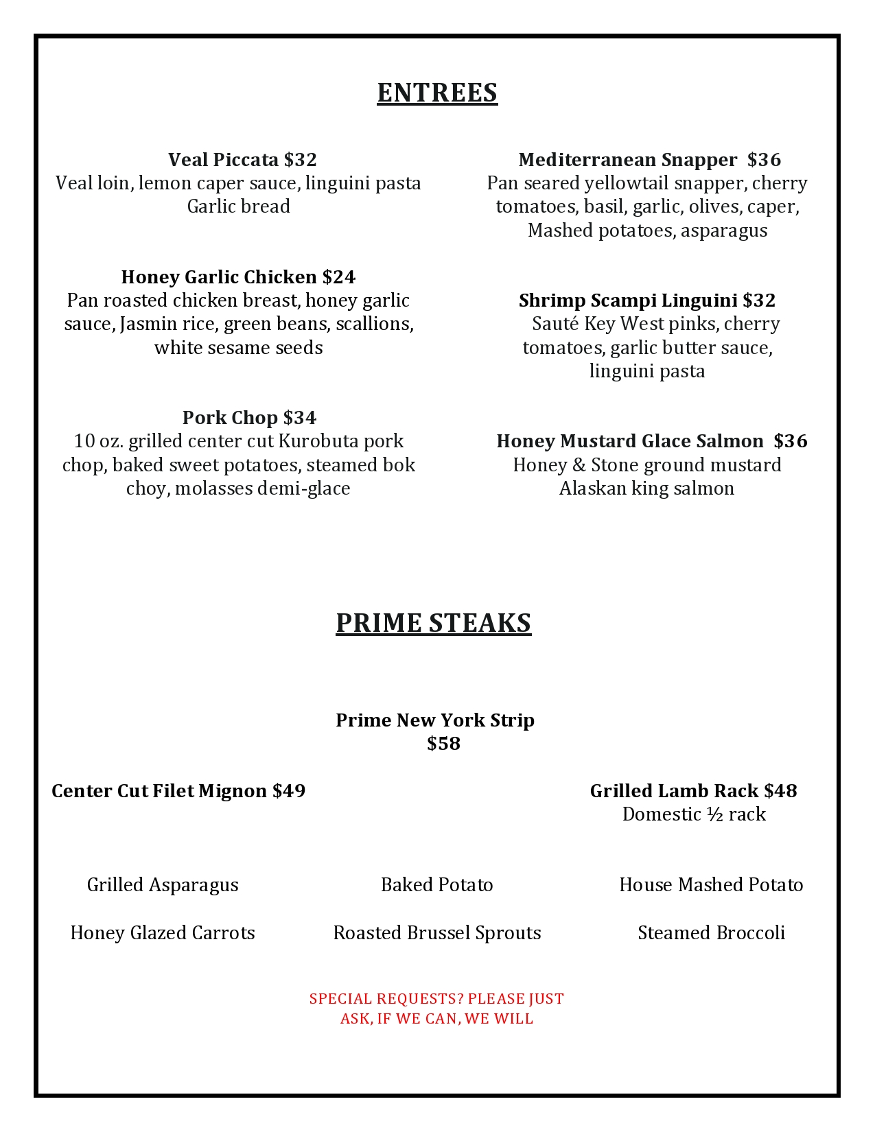 pd yacht club menu